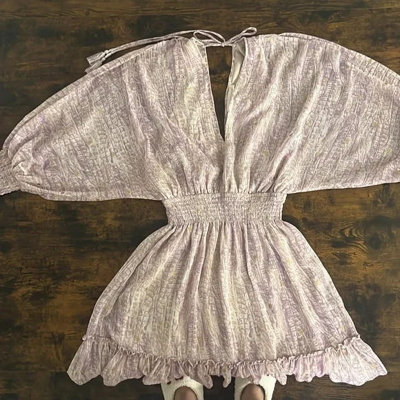 Lovestitch Lavender & Gold long Sleeve Mesh Dress - Size S - Picture 2 of 4
